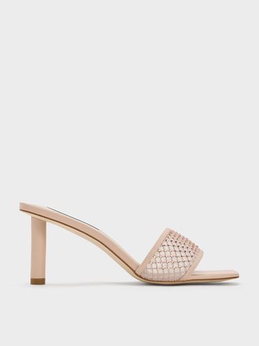 Charles & Keith - Gem-Encrusted Cylindrical Heel Mesh Sandals - Charles & Keith - Modalova