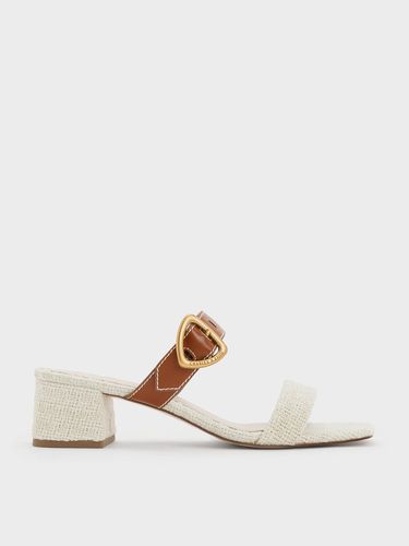 Charles & Keith - Sepphe Tweed Metallic Buckle Heeled Mules - Charles & Keith - Modalova