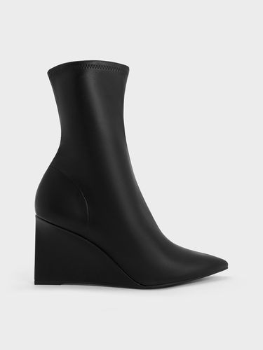 Charles & Keith - Pointed-Toe Wedge Ankle Boots - Charles & Keith - Modalova