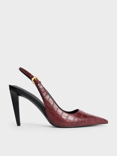 Charles & Keith - Croc-Effect Cone-Heel Pointed-Toe Pumps - Charles & Keith - Modalova