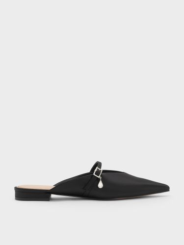 Charles & Keith - Satin Teardrop-Crystal Flat Mules - Charles & Keith - Modalova