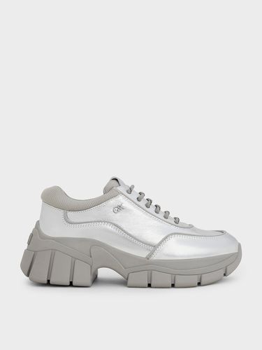 Charles & Keith - Yunna Metallic Leather & Recycled Fabric Chunky Sneakers - Charles & Keith - Modalova