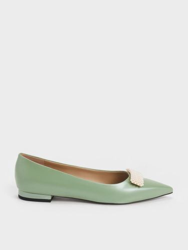 Charles & Keith - Leather Pointed-Toe Beaded Ballerinas - Charles & Keith - Modalova