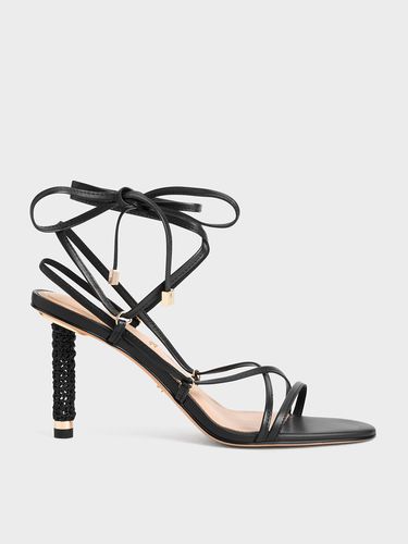 Charles & Keith - Strappy Woven-Heel Tie-Around Sandals - Charles & Keith - Modalova