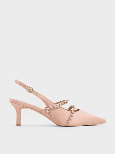 Charles & Keith - Satin Crystal-Embellished Slingback Mary Jane Pumps - Charles & Keith - Modalova