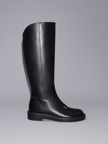 Charles & Keith - Gabine Leather Interlocking-Accent Knee-High Boots - Charles & Keith - Modalova