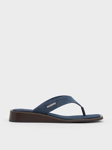 Charles & Keith - Denim V-Strap Wedge Thong Sandals - Charles & Keith - Modalova