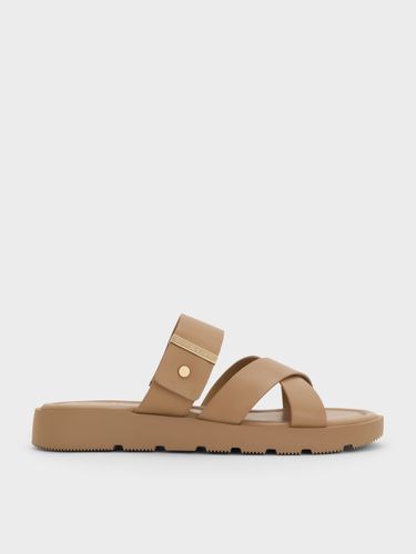 Charles & Keith - Metallic-Accent Crossover-Strap Slide Sandals - Charles & Keith - Modalova