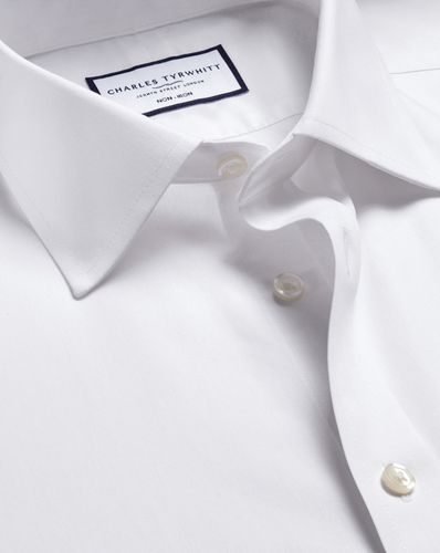 Men's Non-Iron Stretch Poplin Cotton Formal Shirt - Single Cuff, Small by - Charles Tyrwhitt - Modalova