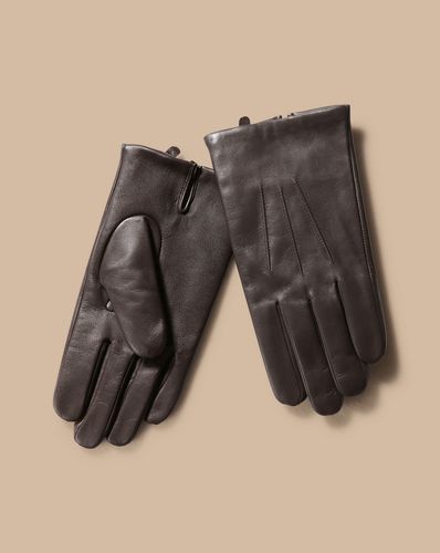 Men's Leather Touch Screen Gloves - Dark Chocolate , Large by - Charles Tyrwhitt - Modalova