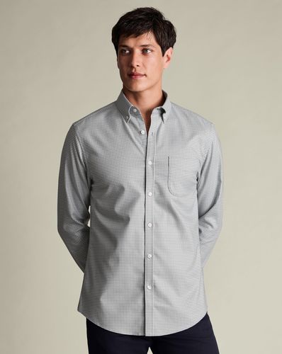 Men's Non-Iron Twill Gingham Cotton Shirt - Light , Large by - Charles Tyrwhitt - Modalova