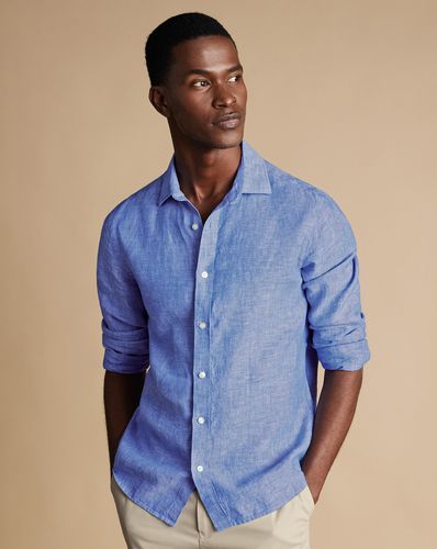 Men's Pure Linen Shirt - Cobalt Single Cuff, Large by - Charles Tyrwhitt - Modalova