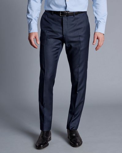 Men's Italian Luxury Textured Suit Trousers - Ink , 38/32 by - Charles Tyrwhitt - Modalova