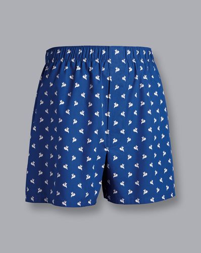 Men's If Pigs Could Fly Motif Woven Boxers - Royal , Small by - Charles Tyrwhitt - Modalova