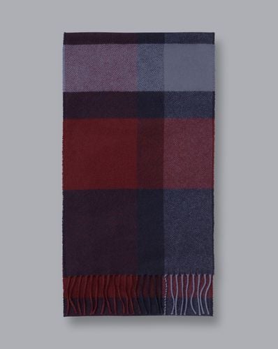 Men's Cashmere Check Scarf - Burgundy & Navy, OSFA by - Charles Tyrwhitt - Modalova