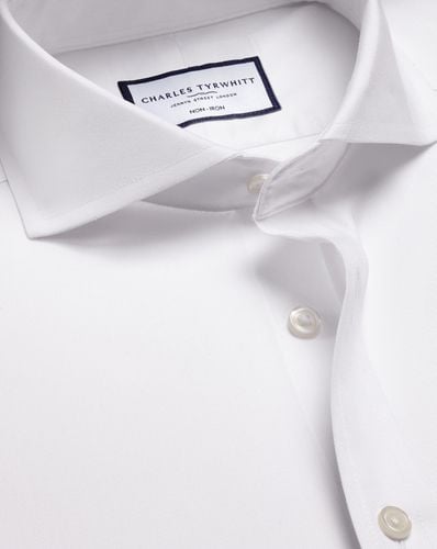 Men's Extreme Cutaway Collar Non-Iron Twill Cotton Formal Shirt - Single Cuff, Small by - Charles Tyrwhitt - Modalova