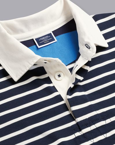 Men's Striped Rugby Cotton Shirt - Navy & , Small by - Charles Tyrwhitt - Modalova