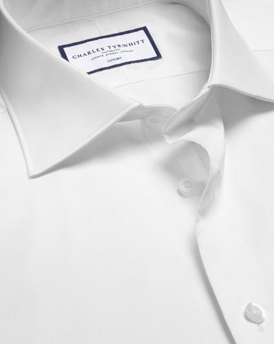 Men's Luxury 140S Twill Cotton Formal Shirt - Double Cuff, Medium by - Charles Tyrwhitt - Modalova