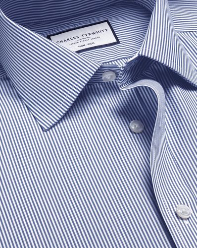 Men's Non-Iron Bengal Stripe Cotton Formal Shirt - Royal Single Cuff, XXXL by - Charles Tyrwhitt - Modalova