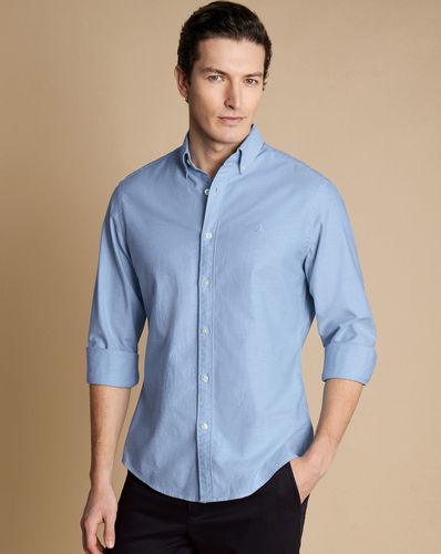 Men's Button-Down Collar Stretch Washed Oxford Cotton Shirt - Sky Single Cuff, Large by - Charles Tyrwhitt - Modalova