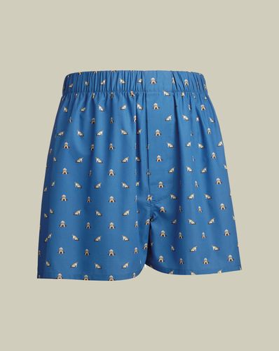 Men's Dog Print Woven Boxers - Cobalt , Large by - Charles Tyrwhitt - Modalova