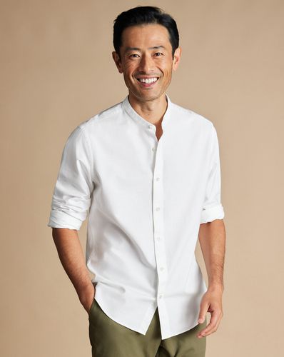 Men's Collarless Cotton Linen Shirt - Single Cuff, Large by - Charles Tyrwhitt - Modalova