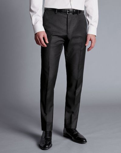 Men's British Luxury Stripe Suit Trousers - Charcoal Black , 30/38 by - Charles Tyrwhitt - Modalova