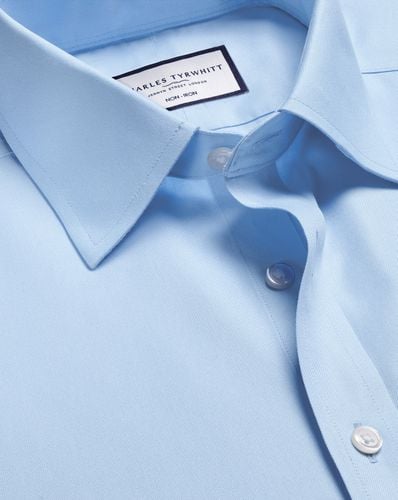 Men's Non-Iron Twill Cotton Formal Shirt - Sky Double Cuff, Medium by - Charles Tyrwhitt - Modalova