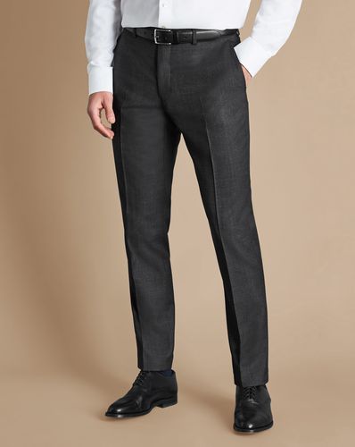 Men's Ultimate Performance End-On-End Suit Trousers - Charcoal Black , 30/30 by - Charles Tyrwhitt - Modalova
