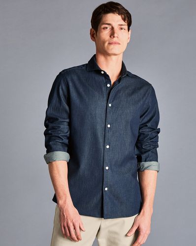 Men's Denim Cotton Shirt - Single Cuff, Large by - Charles Tyrwhitt - Modalova