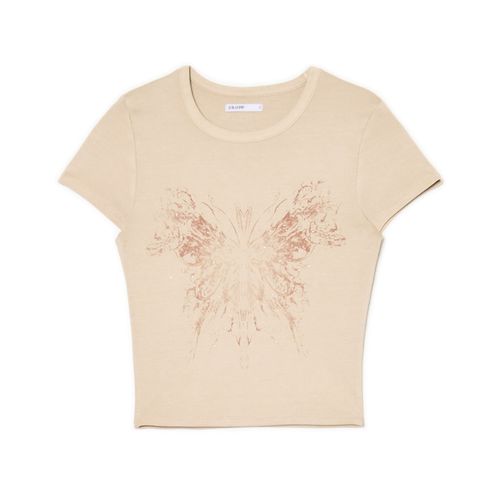 Cropp - Camiseta estampada - Beige - Cropp - Modalova