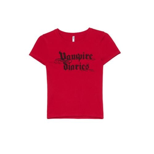 Camiseta roja con estampado The Vampire Diaries - Cropp - Modalova