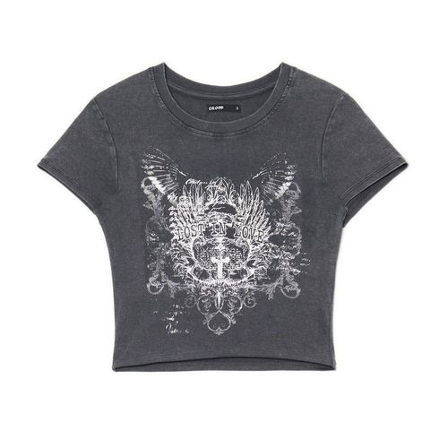 T-shirt nera con stampa - Cropp - Modalova