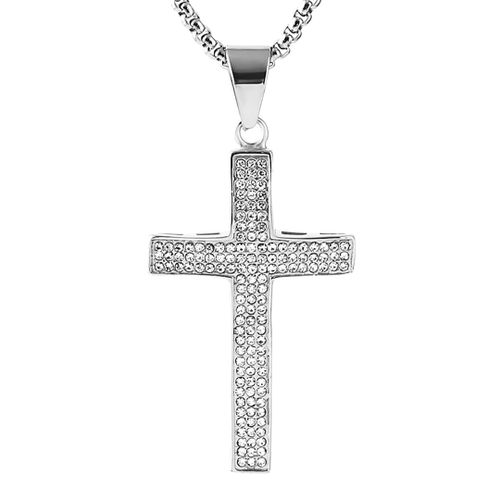 Silver Cross Cz Necklace - Stephen Oliver - Modalova