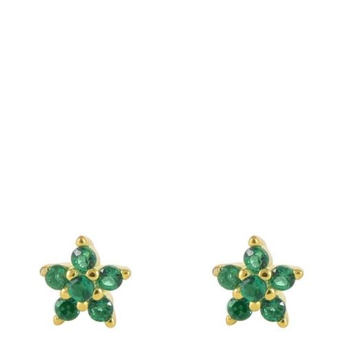 Gold/Green Flower Earrings - Ma Petite Amie - Modalova