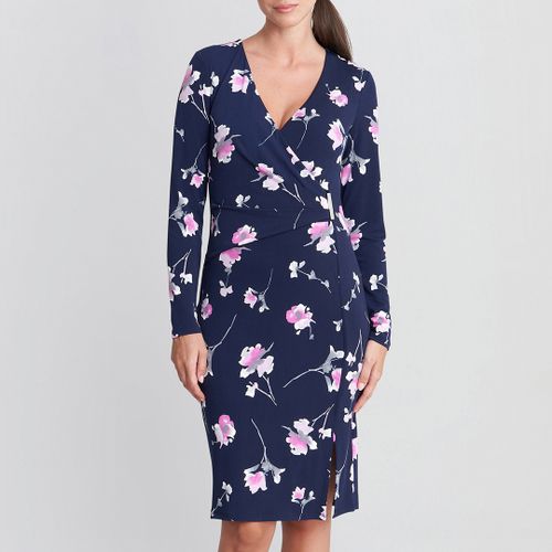 Navy Gaye Wrap Dress With Gold Trim - Gina Bacconi - Modalova