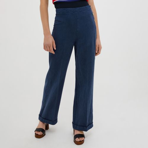 Dark Blue Ornato Wide Leg Trousers - Max&Co. - Modalova