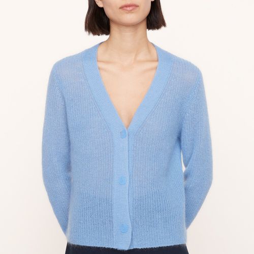 Blue Ribbed Button Cardigan - Vince - Modalova