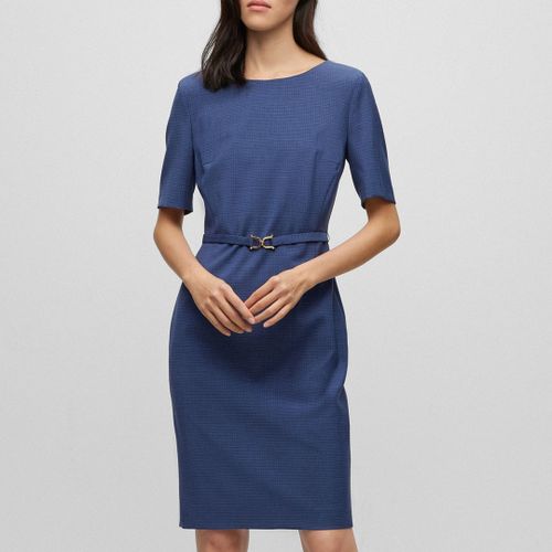 Navy Daleah Wool Mini Dress - BOSS - Modalova