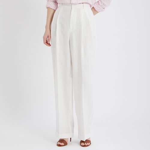 Ecru Wide Leg Linen Trousers - Polo Ralph Lauren - Modalova