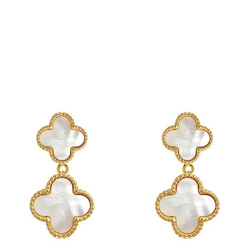 K White Mother Of Pearl Double Drop Gemstone Earrings - Chloe Collection by Liv Oliver - Modalova