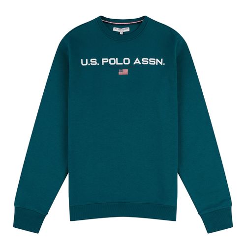 Teal Printed Chest Logo Cotton Blend Sweatshirt - U.S. Polo Assn. - Modalova