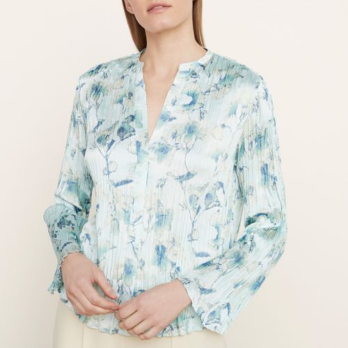 Blue Floral Crushed Blouse - Vince - Modalova