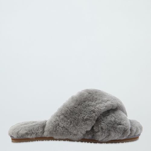 Grey Sheepskin Cross-Over Slides - NÂ°Â· Eleven - Modalova