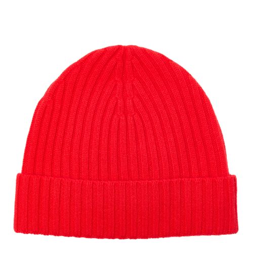 Red Ribbed Cashmere Beanie - Laycuna London - Modalova