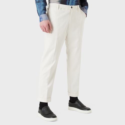 White Cotton Blend Trousers - Emporio Armani - Modalova