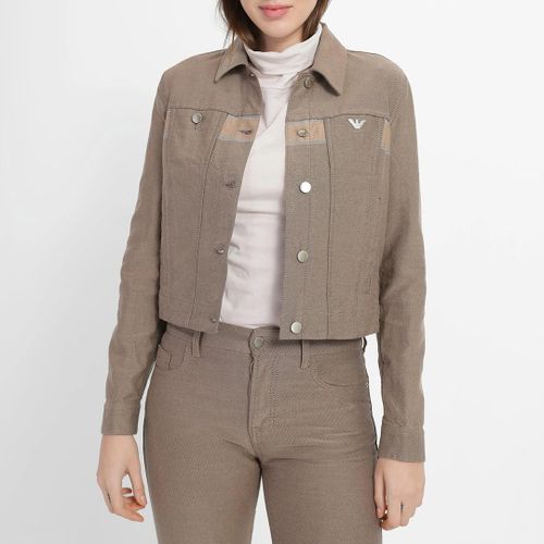 Taupe Colour-Block Denim Jacket - Emporio Armani - Modalova