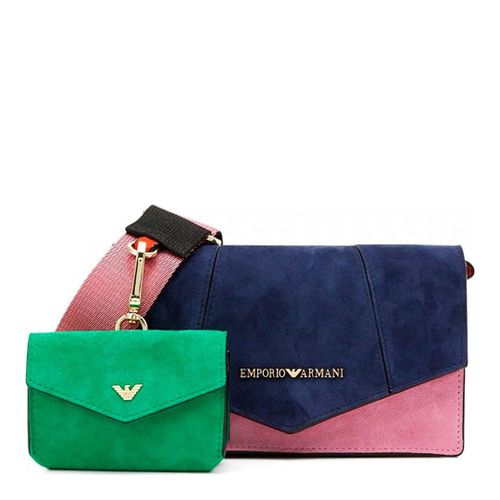 Colour Suede Leather Shoulder Bag - Emporio Armani - Modalova