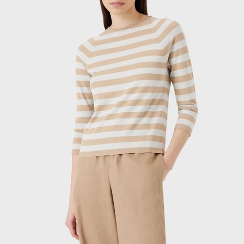 Beige Stripe 3/4 Sleeves Top - Emporio Armani - Modalova