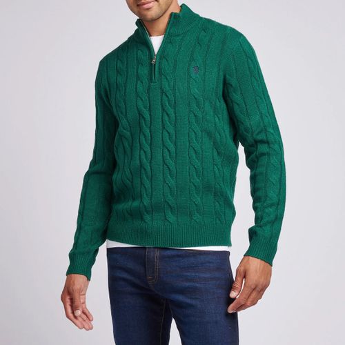 Dark Half Zip Cable Knit Jumper - U.S. Polo Assn. - Modalova